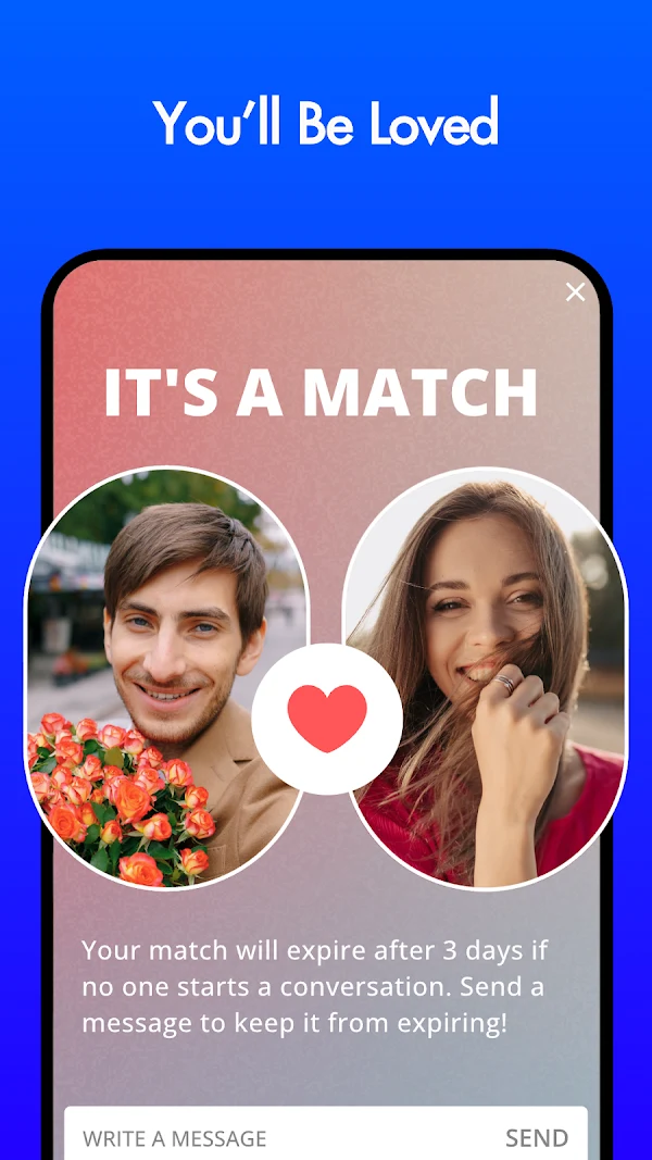 Official Android store image illustrating a match and message prompt