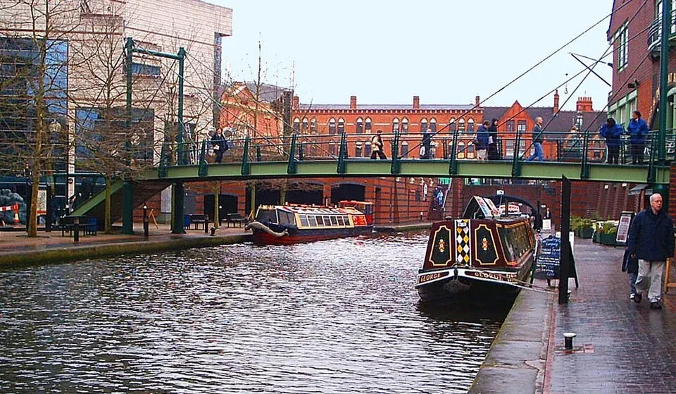 The canal at Brindleyplace in Birmingham