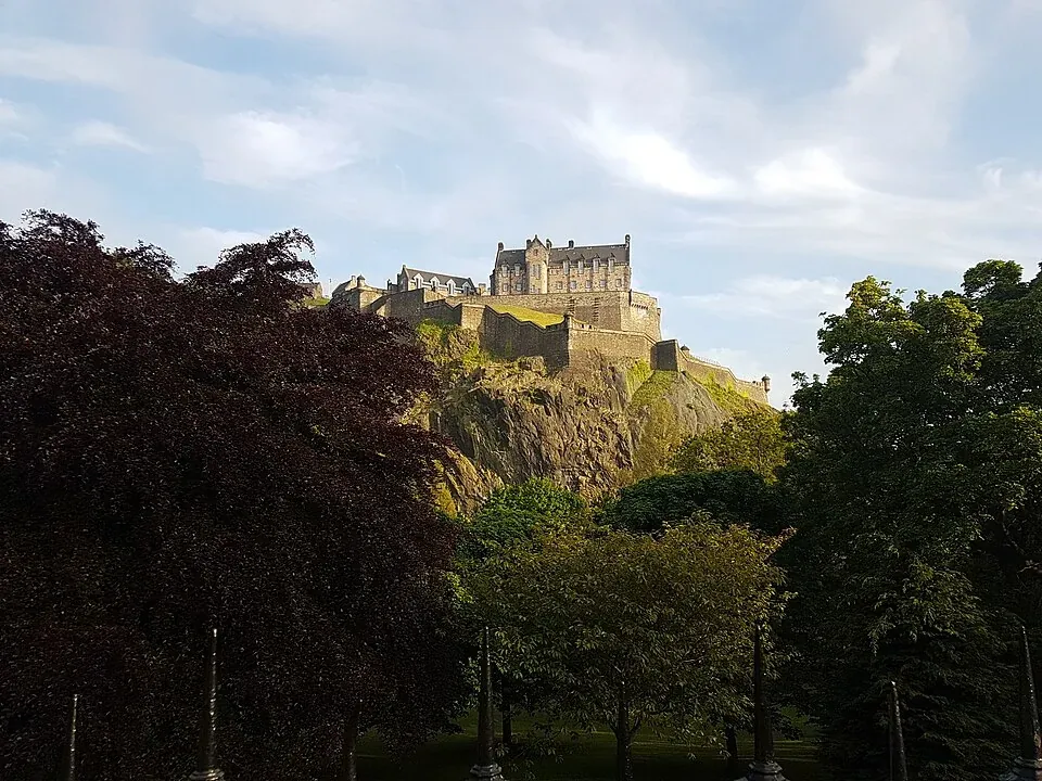Edinburgh Castle above Princes Street Gardens